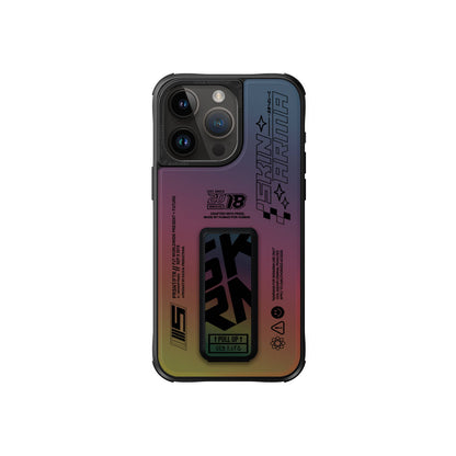 Apple iPhone 15 Pro Max Kılıf SkinArma Holografik Tasarımlı Standlı Deri Görünümlü Kira Kobai Kapak - Görsel 2