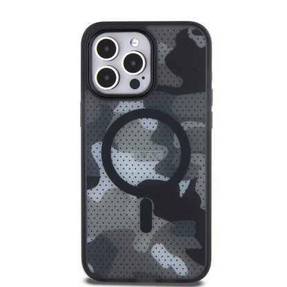 Apple iPhone 15 Pro Max Kılıf TUMI Orjinal Lisanslı M-safe Şarj Özellikli Buzlanmış Saydam Ağ Kamuflajı Desenli Kapak - Görsel 2