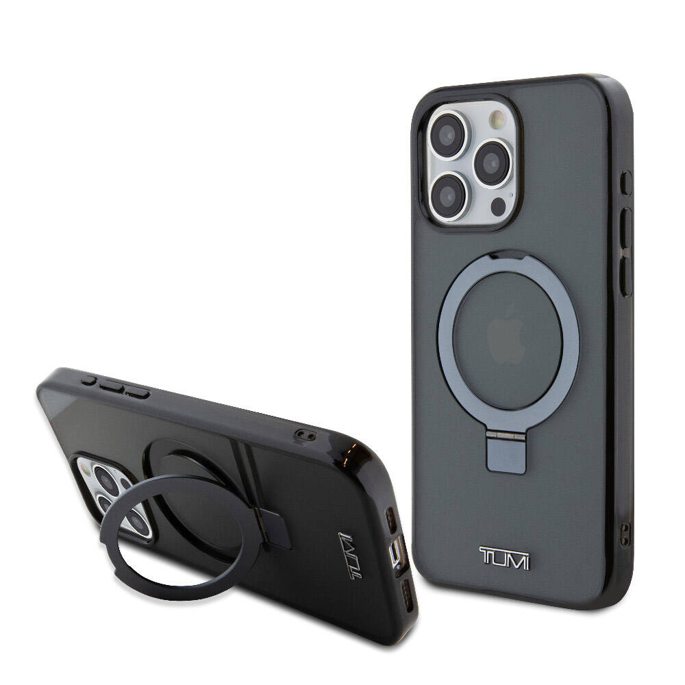 Apple iPhone 15 Pro Max Kılıf TUMI Orjinal Lisanslı M-safe Şarj Özellikli PC TPU Metal Logolu Ring Standlı Kapak - Görsel 2