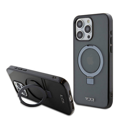 Apple iPhone 15 Pro Max Kılıf TUMI Orjinal Lisanslı M-safe Şarj Özellikli PC TPU Metal Logolu Ring Standlı Kapak - Görsel 2