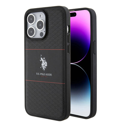 Apple iPhone 15 Pro Max Kılıf U.S. Polo Assn. Orjinal Lisanslı Deri Şeritli Logo Dizayn Kapak - Görsel 2