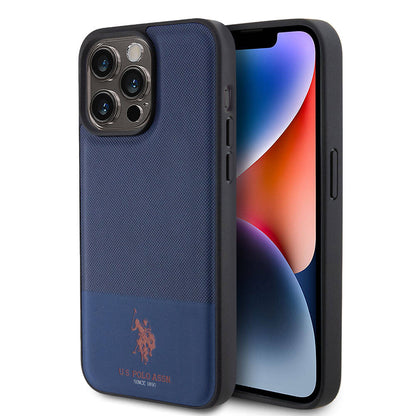 Apple iPhone 15 Pro Max Kılıf U.S. Polo Assn. Orjinal Lisanslı Suni Deri Arka Yüzey Baskı Logolu Örgü Desenli Kapak - Görsel 4