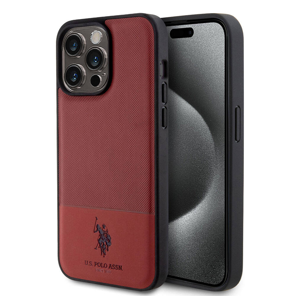 Apple iPhone 15 Pro Max Kılıf U.S. Polo Assn. Orjinal Lisanslı Suni Deri Arka Yüzey Baskı Logolu Örgü Desenli Kapak - Görsel 5