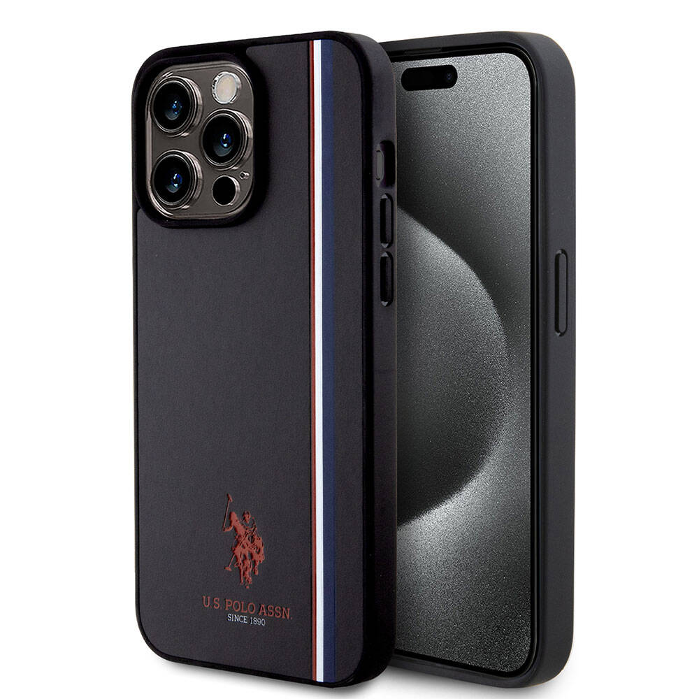Apple iPhone 15 Pro Max Kılıf U.S. Polo Assn. Orjinal Lisanslı Üç Renk Şerit Tasarımlı Baskı Logolu Kapak - Görsel 2