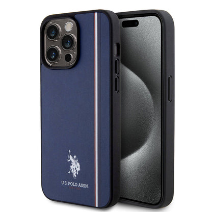 Apple iPhone 15 Pro Max Kılıf U.S. Polo Assn. Orjinal Lisanslı Üç Renk Şerit Tasarımlı Baskı Logolu Kapak - Görsel 3