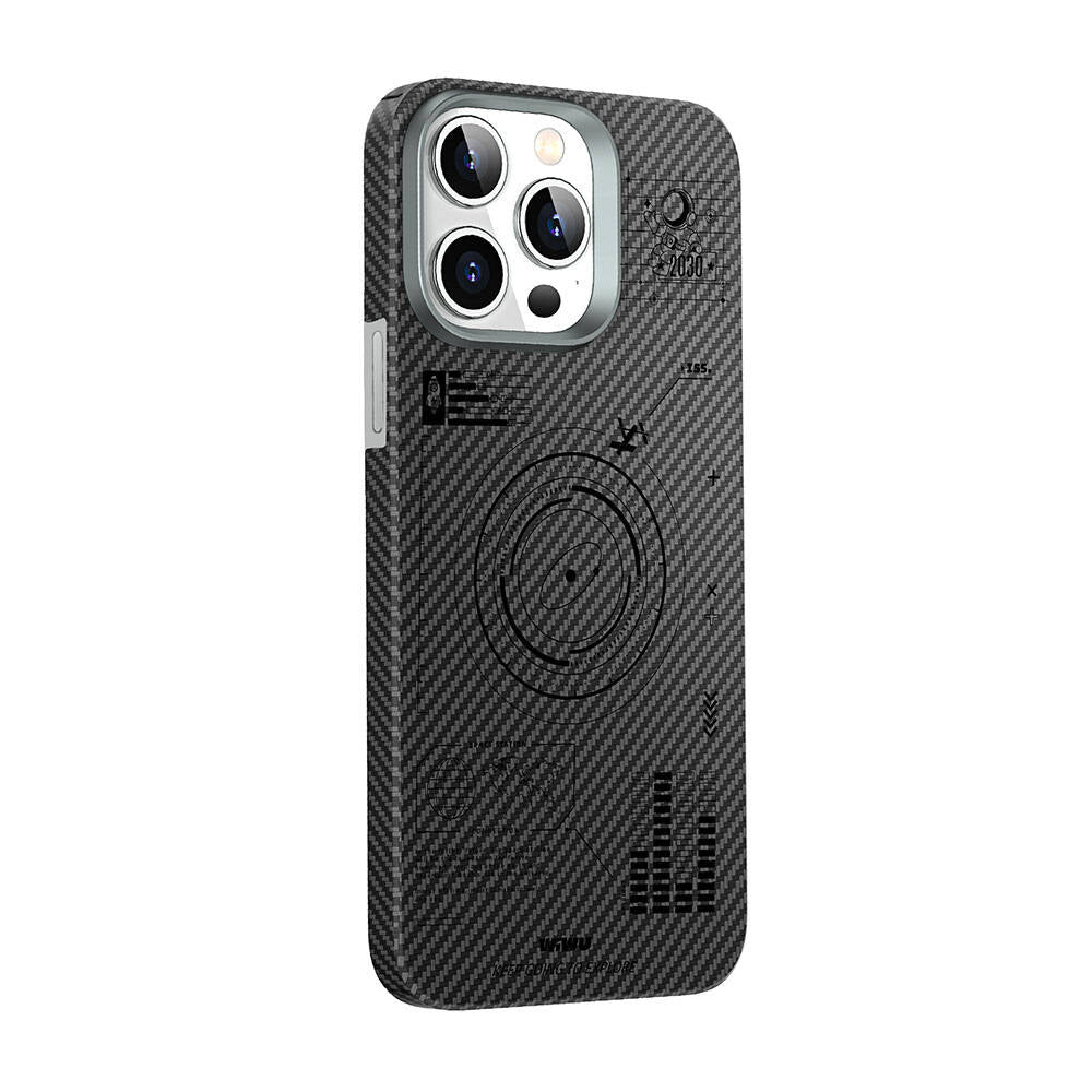 Apple iPhone 15 Pro Max Kılıf Wiwu KJZ-017 Karbon Fiber 600D Explore Kevlar Kapak - Görsel 2