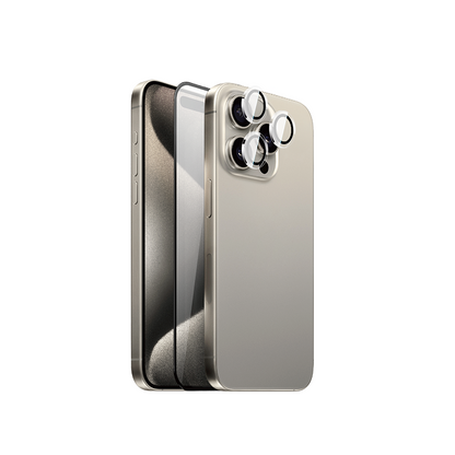 Apple iPhone 15 Pro Wiwu Wi-IP002 2in1 Temperli Cam Ahize Toz Önleyici Ekran Koruyucu ve Kamera Lens Koruyucu Set - Görsel 2