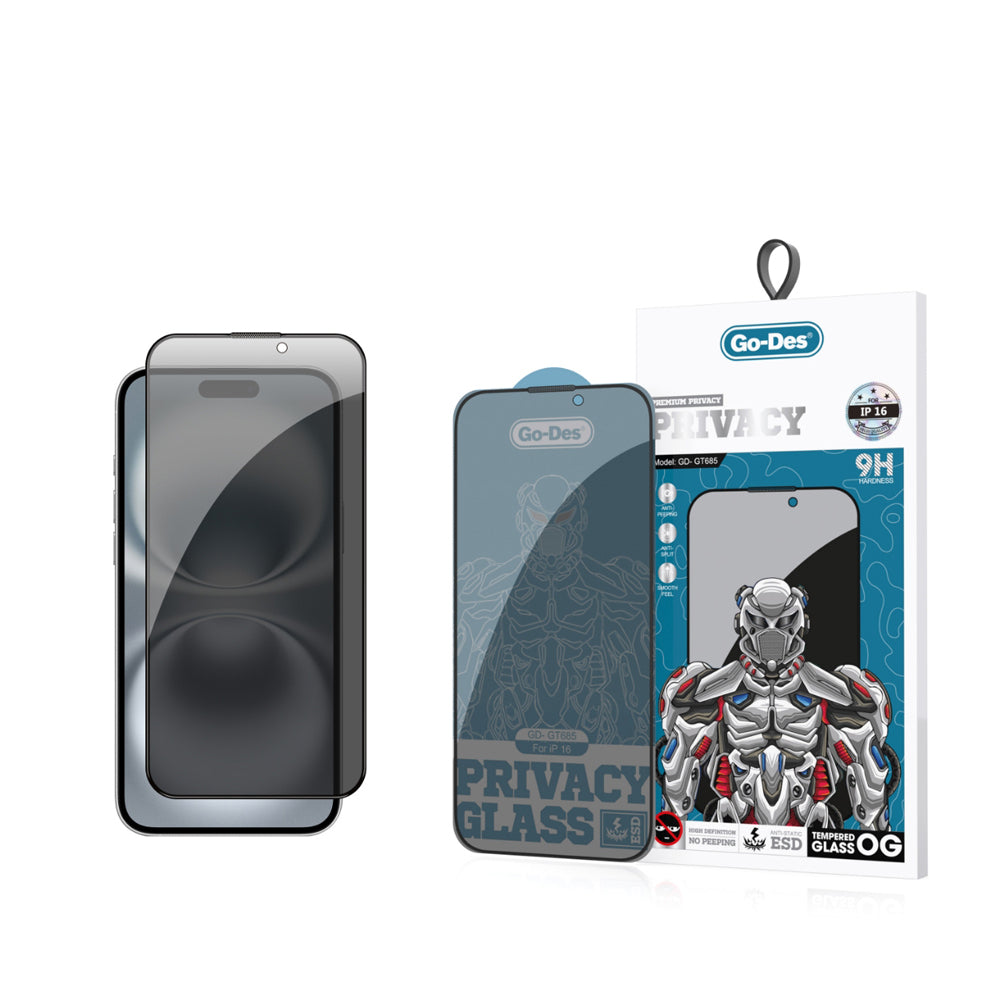 Apple iPhone 16 Go Des 9D Full Cover Privacy Temperli Cam Ekran Koruyucu - Görsel 2