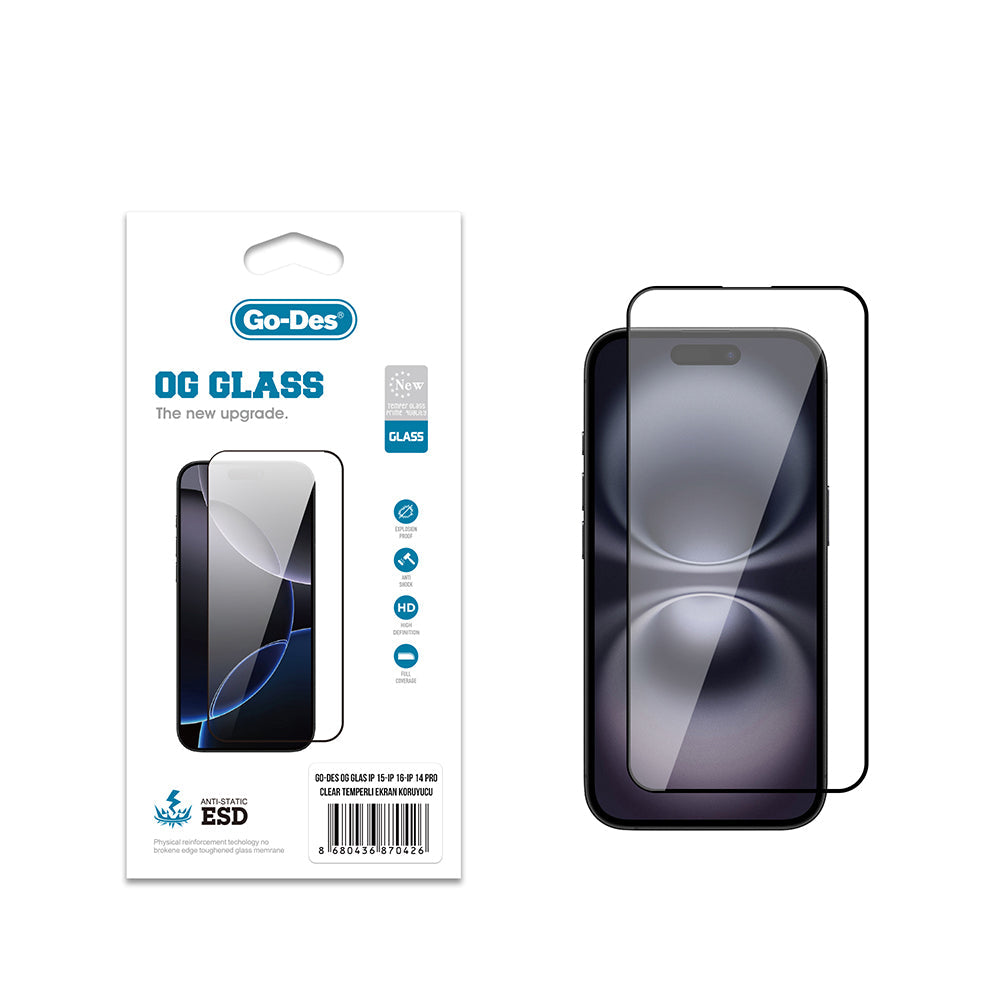 Apple iPhone 16 Go Des OG Glass Antistatik Temperli Cam Ekran Koruyucu - Görsel 2