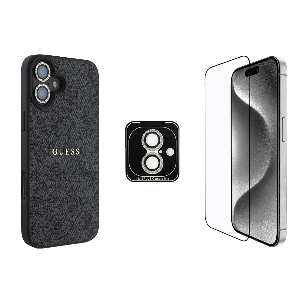 Apple iPhone 16 Guess Orjinal Lisanslı Kılıf + Ekran Koruyucu + Lens Koruyucu 3in1 Aksesuar Seti - Görsel 3