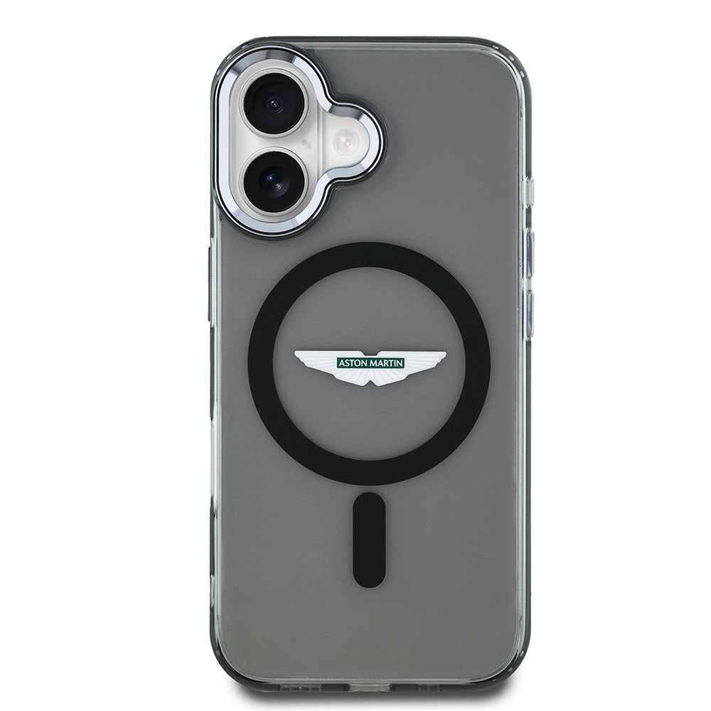 Apple iPhone 16 Kılıf Aston Martin Orjinal Lisanslı M-safe Şarj Özellikli IML Baskı Logolu Buzlu Kapak
