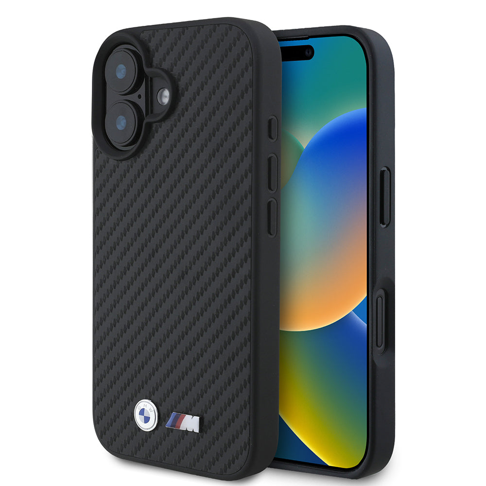 Apple iPhone 16 Kılıf BMW Orjinal Lisanslı Karbon Fiber Tasarımlı ve Metal Logolu PU Deri Kapak - Görsel 2