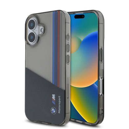 Apple iPhone 16 Kılıf BMW Orjinal Lisanslı Yarı Transparan M Dizayn Çizgili Kapak - Görsel 2