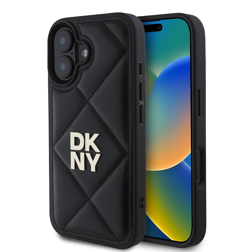 Apple iPhone 16 Kılıf DKNY Orjinal Lisanslı Kapitone Tasarımlı Metal Logolu Deri Kapak - Görsel 2
