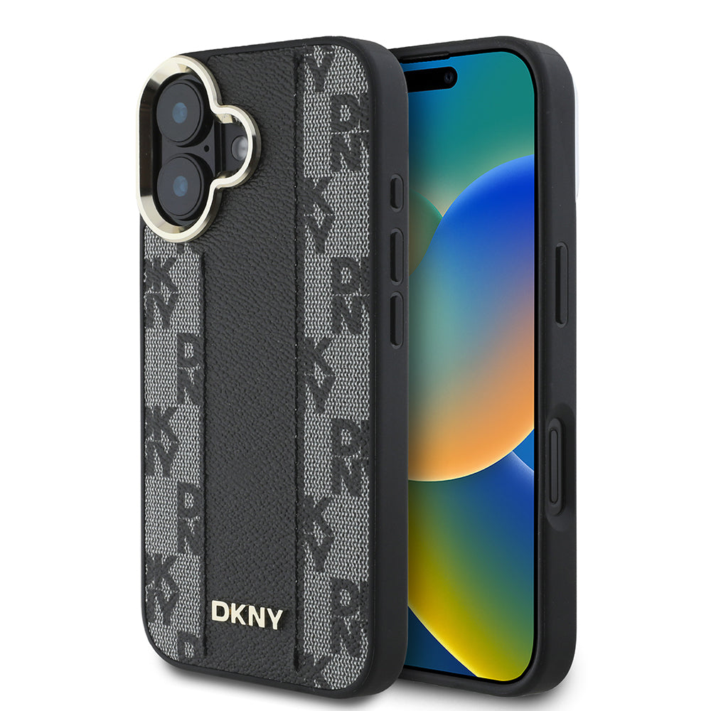 Apple iPhone 16 Kılıf DKNY Orjinal Lisanslı M-safe Şarj Özellikli 3D Yazılı Checkered Pattern Kapak - Görsel 3