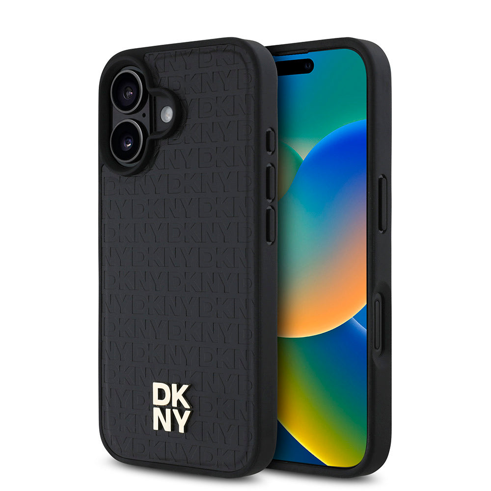 Apple iPhone 16 Kılıf DKNY Orjinal Lisanslı M-safe Şarj Özellikli 3D Yazılı Repeat Pattern Kapak - Görsel 3