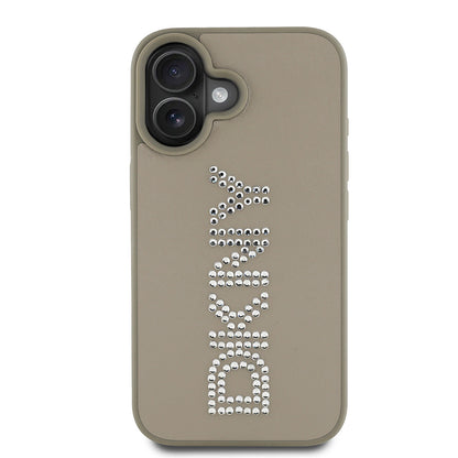 Apple iPhone 16 Kılıf DKNY Orjinal Lisanslı Taşlı DKNY Yazılı Metalik Rhinestones PU Deri Kapak - Görsel 3