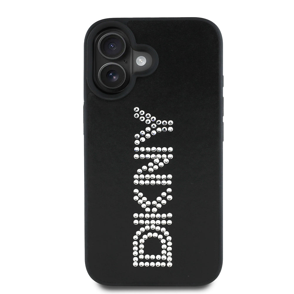 Apple iPhone 16 Kılıf DKNY Orjinal Lisanslı Taşlı DKNY Yazılı Metalik Rhinestones PU Deri Kapak - Görsel 2