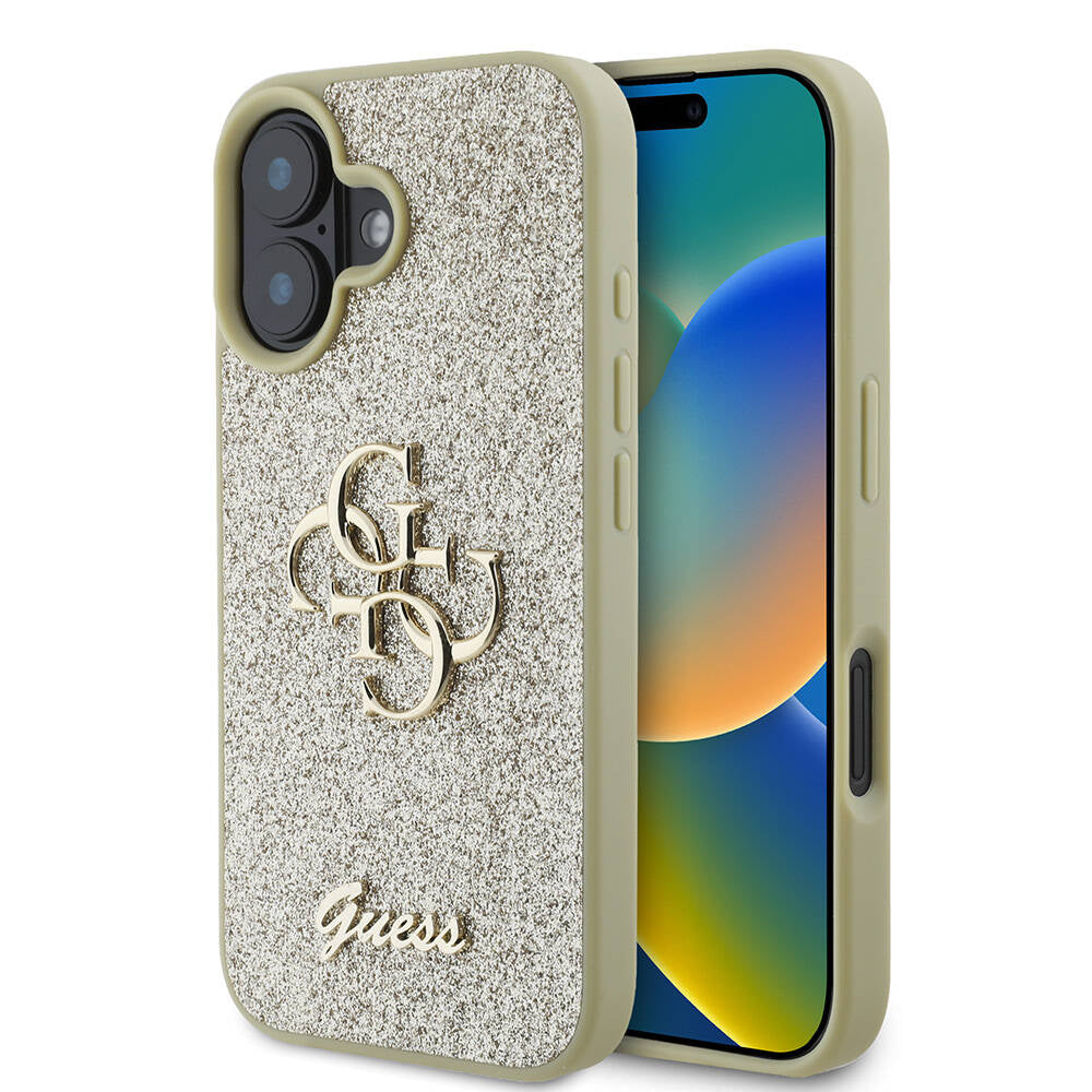 Apple iPhone 16 Kılıf Guess Orjinal Lisanslı 4G Büyük Metal Logolu Glitter Kapak - Görsel 4