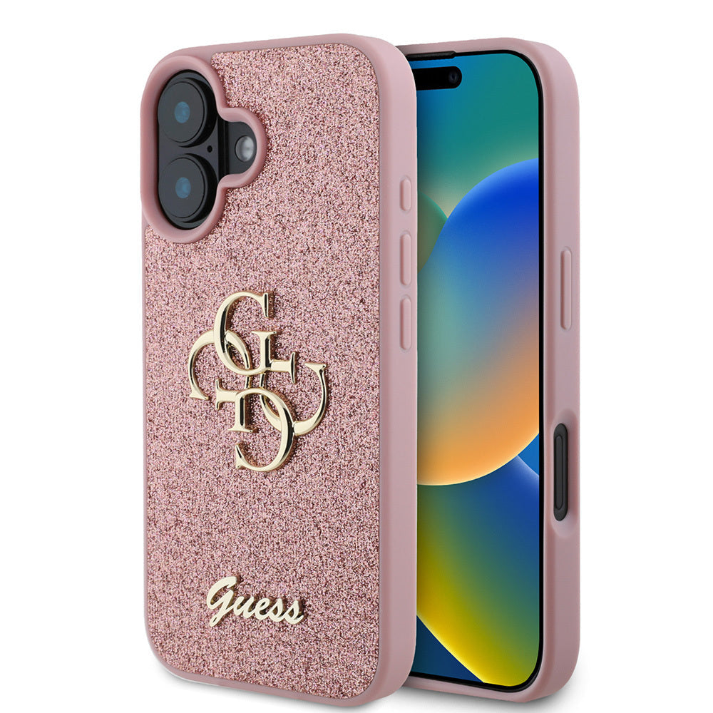 Apple iPhone 16 Kılıf Guess Orjinal Lisanslı 4G Büyük Metal Logolu Glitter Kapak - Görsel 2