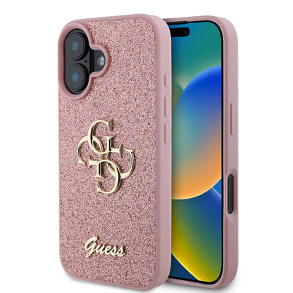 Apple iPhone 16 Kılıf Guess Orjinal Lisanslı 4G Büyük Metal Logolu Glitter Kapak - Görsel 2
