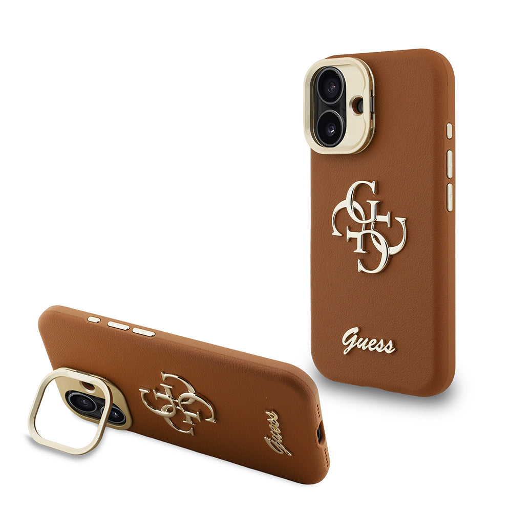 Apple iPhone 16 Kılıf Guess Orjinal Lisanslı Grained Yazı Logolu Kamera Standlı Kapak - Görsel 2