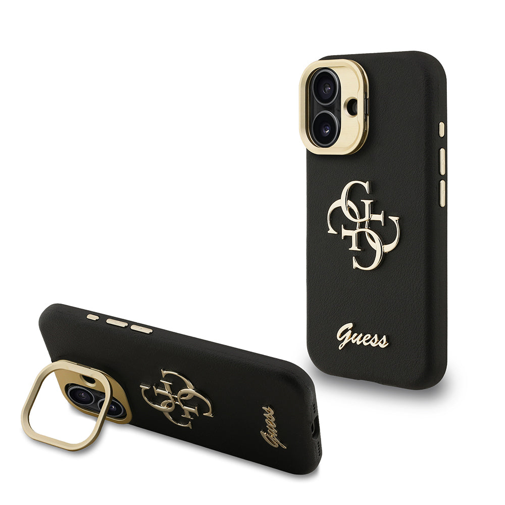 Apple iPhone 16 Kılıf Guess Orjinal Lisanslı Grained Yazı Logolu Kamera Standlı Kapak - Görsel 3