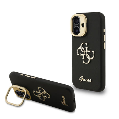 Apple iPhone 16 Kılıf Guess Orjinal Lisanslı Grained Yazı Logolu Kamera Standlı Kapak - Görsel 3