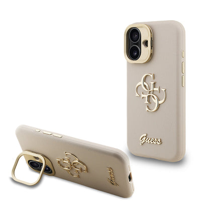 Apple iPhone 16 Kılıf Guess Orjinal Lisanslı Grained Yazı Logolu Kamera Standlı Kapak - Görsel 5
