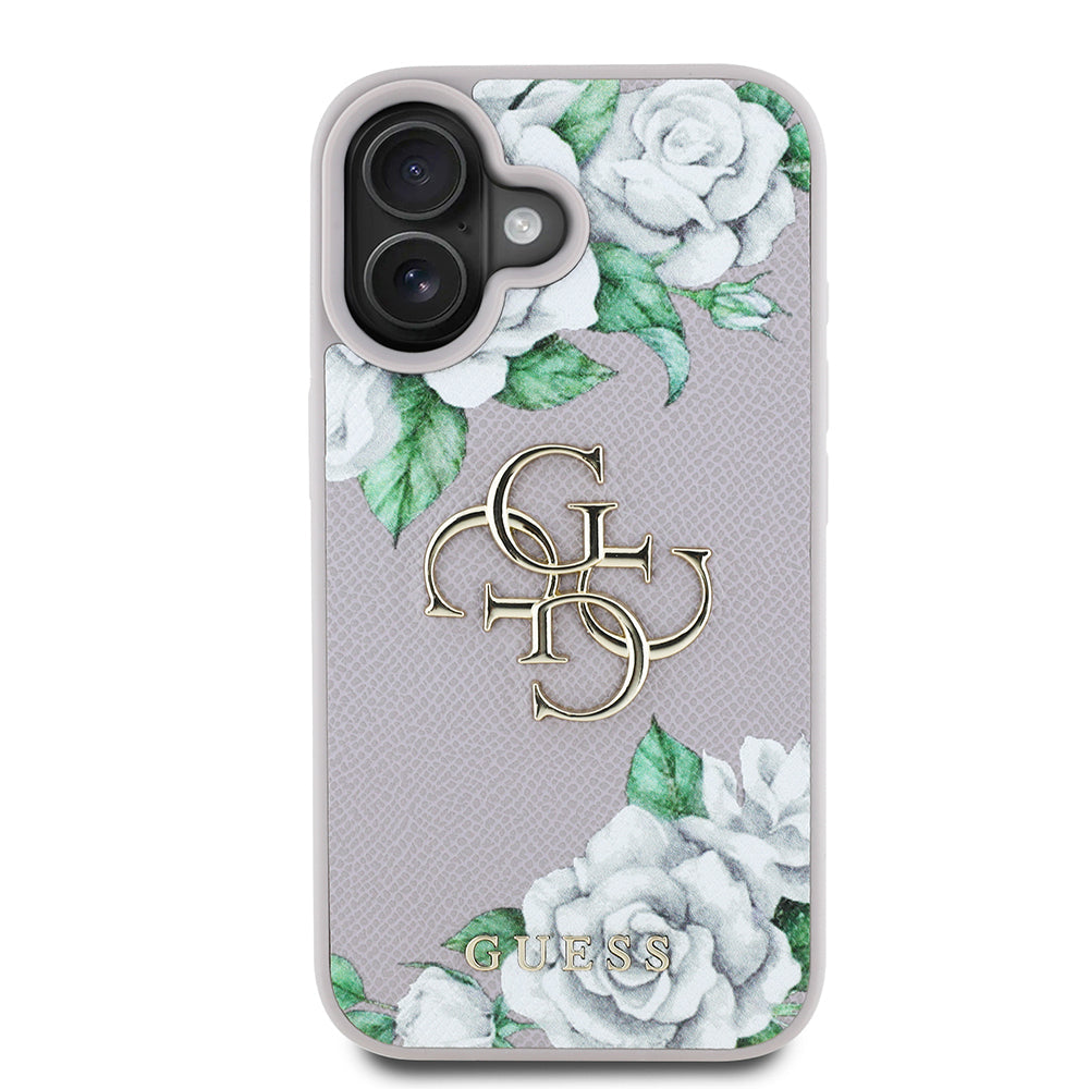Apple iPhone 16 Kılıf Guess Orjinal Lisanslı Gül Baskılı Büyük Metal Logo Dizaynlı Kapak - Görsel 3