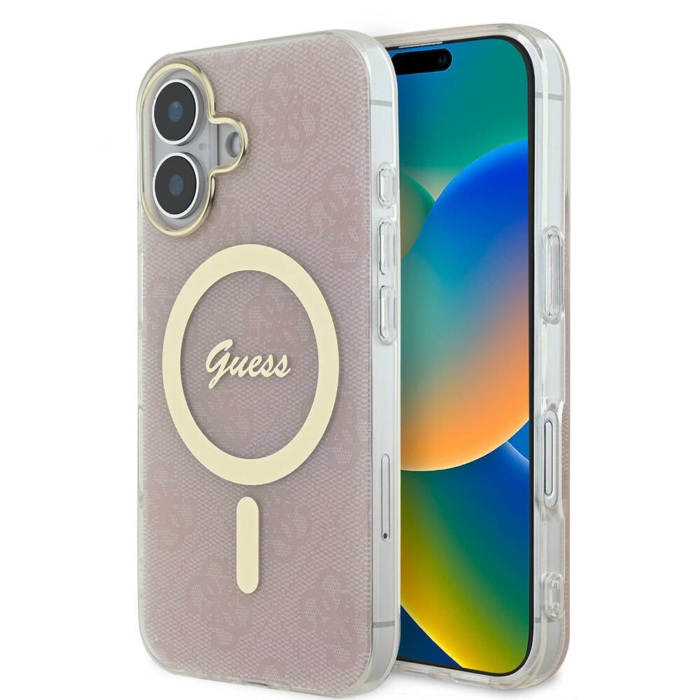 Apple iPhone 16 Kılıf Guess Orjinal Lisanslı M-safe Şarj Özellikli Yazı Logolu 4G Desenli Kapak - Görsel 4