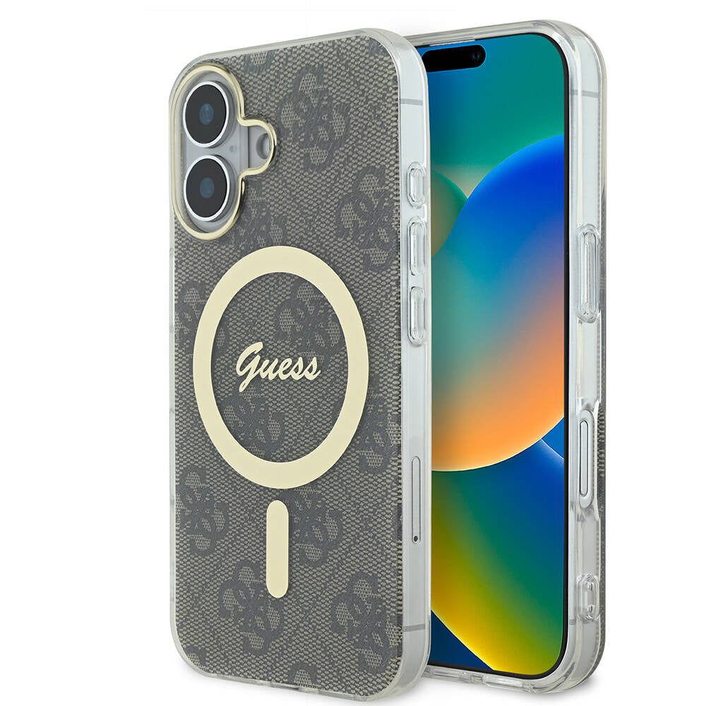 Apple iPhone 16 Kılıf Guess Orjinal Lisanslı M-safe Şarj Özellikli Yazı Logolu 4G Desenli Kapak - Görsel 3