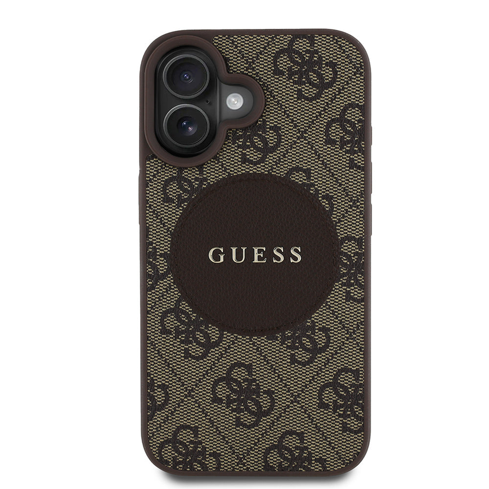 Apple iPhone 16 Kılıf Guess Orjinal Lisanslı M-safe Şarj Özellikli Yazı Logolu Circle Classic Kapak - Görsel 4