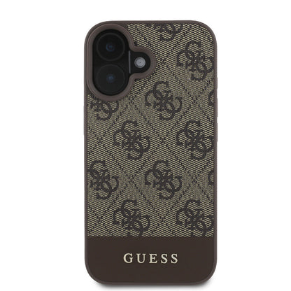 Apple iPhone 16 Kılıf Guess Orjinal Lisanslı PU Deri Şerit Logo Dizaynlı Kapak