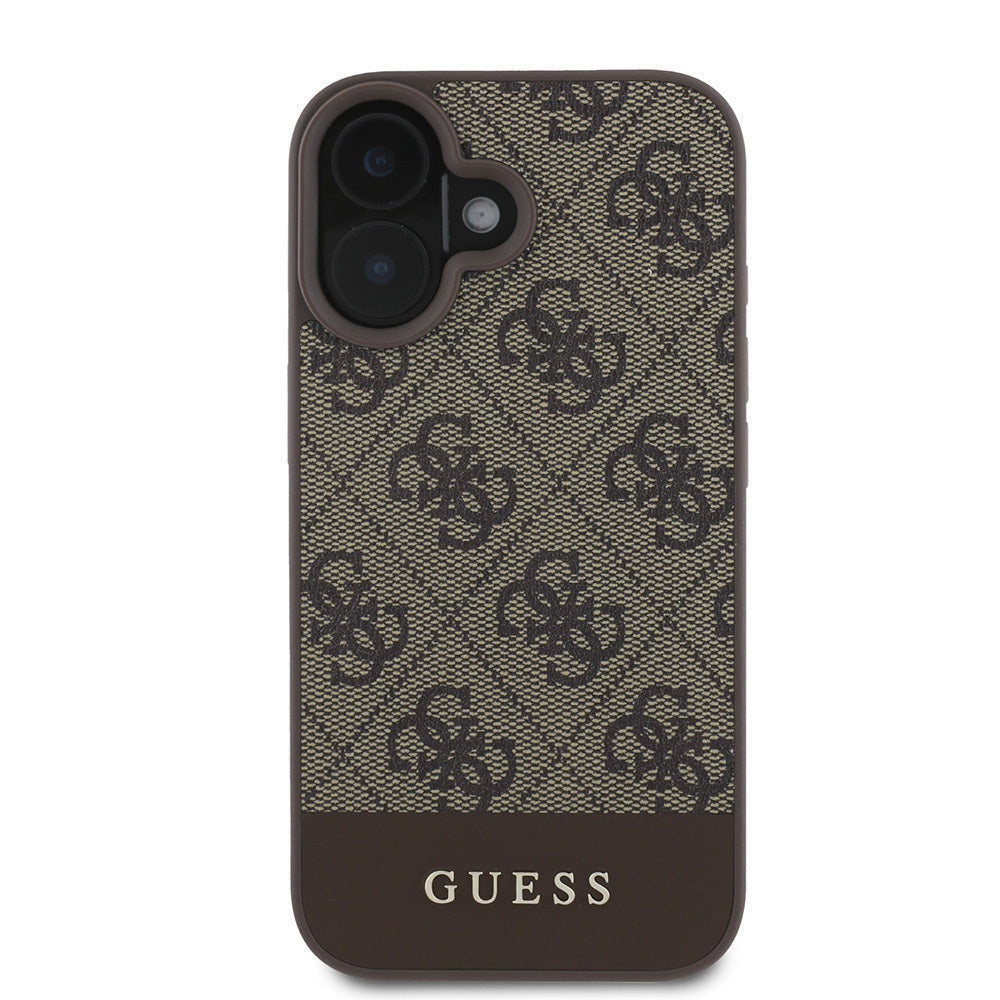 Apple iPhone 16 Kılıf Guess Orjinal Lisanslı PU Deri Şerit Logo Dizaynlı Kapak - Görsel 2