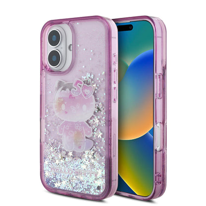 Apple iPhone 16 Kılıf Hello Kitty Orjinal Lisanslı Sıvılı Simli 50. Yıldönümü Partisi Kapak - Görsel 2