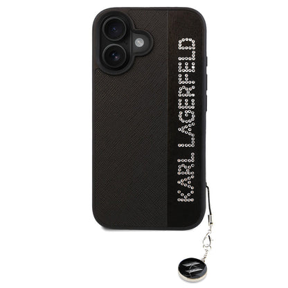Apple iPhone 16 Kılıf Karl Lagerfeld Orjinal Lisanslı Anahtarlıklı Taşlı KL Yazılı Saffiano Rhinestones Kapak - Görsel 2