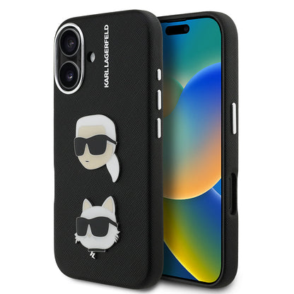 Apple iPhone 16 Kılıf Karl Lagerfeld Orjinal Lisanslı K&C Heads Pin Kapak - Görsel 2