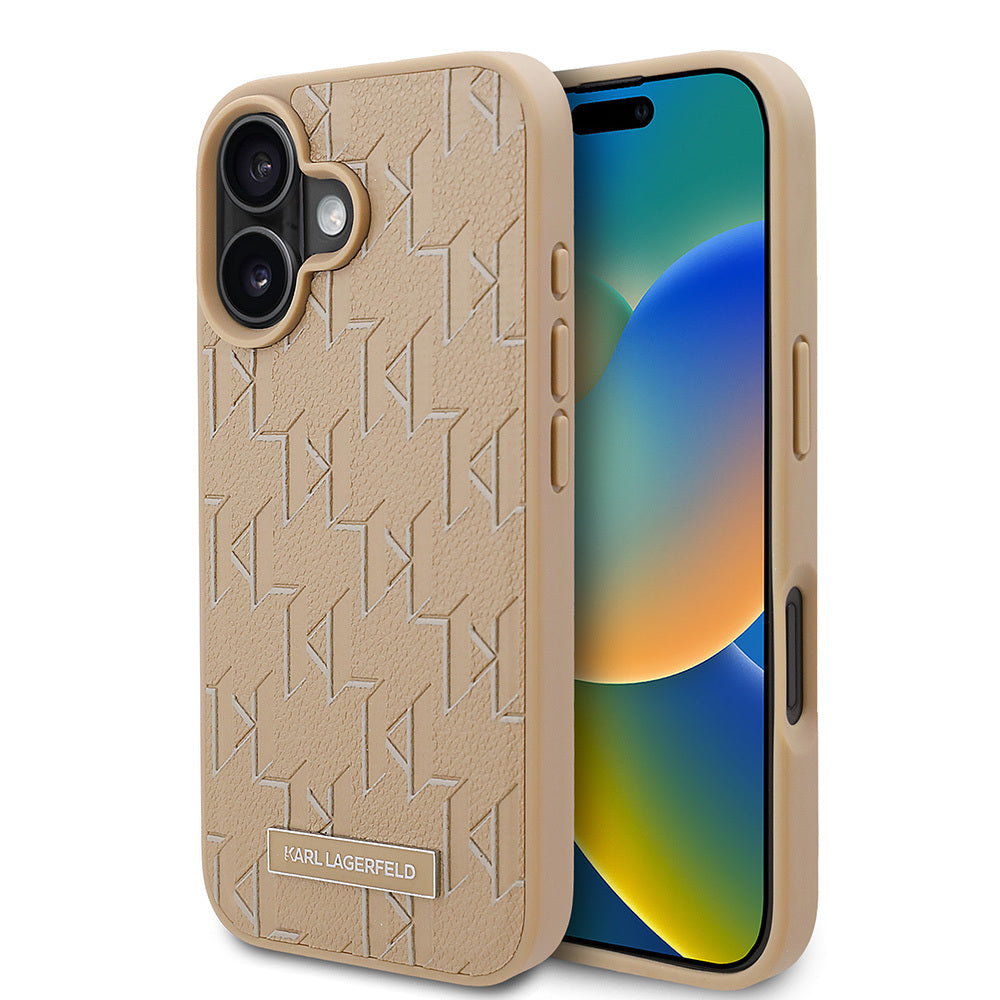 Apple iPhone 16 Kılıf Karl Lagerfeld Orjinal Lisanslı M-safe Şarj Özellikli KL Yazılı Hot Stamp Kapak - Görsel 3