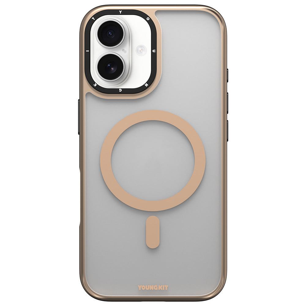 Apple iPhone 16 Kılıf M-safe Şarj Özellikli Cam Arka Yüzey TPU Youngkit Gemstone Serisi Kapak - Görsel 5