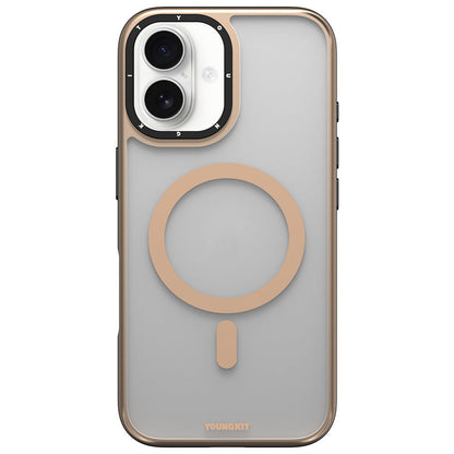Apple iPhone 16 Kılıf M-safe Şarj Özellikli Cam Arka Yüzey TPU Youngkit Gemstone Serisi Kapak - Görsel 5