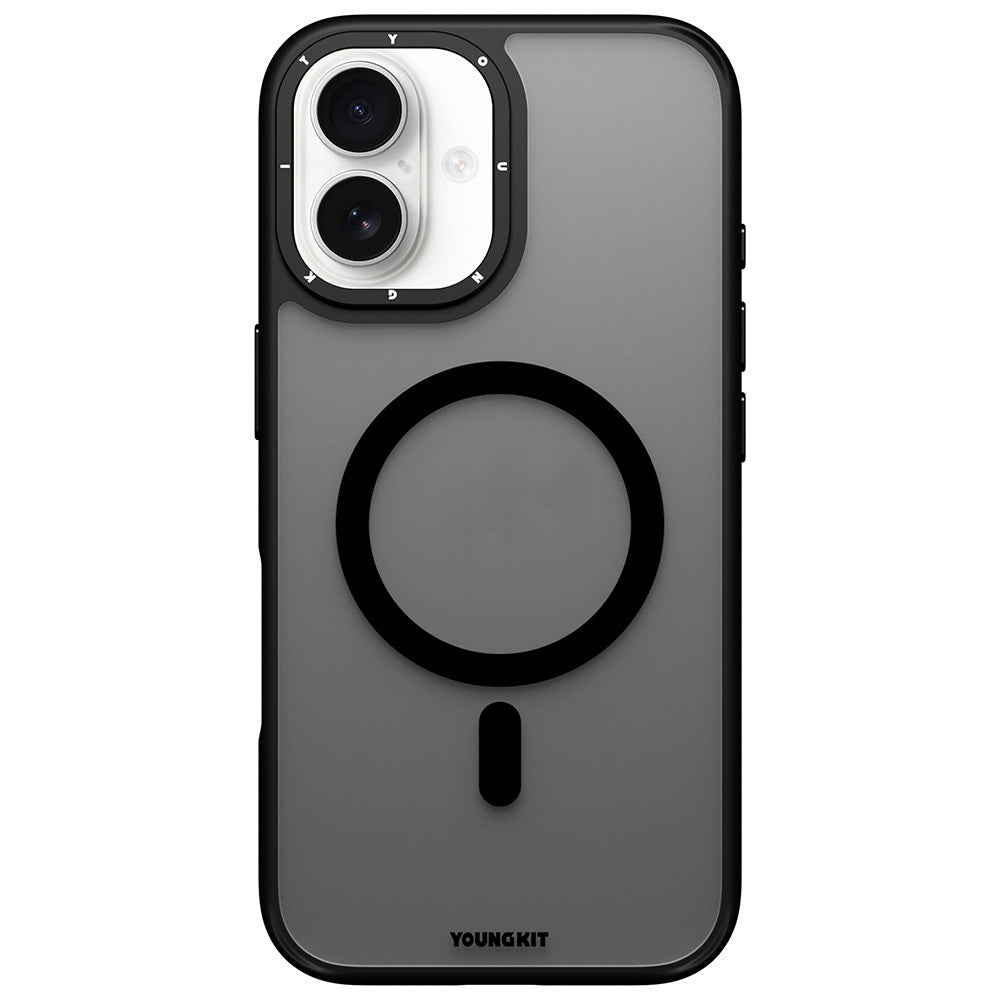 Apple iPhone 16 Kılıf M-safe Şarj Özellikli Cam Arka Yüzey TPU Youngkit Gemstone Serisi Kapak - Görsel 4