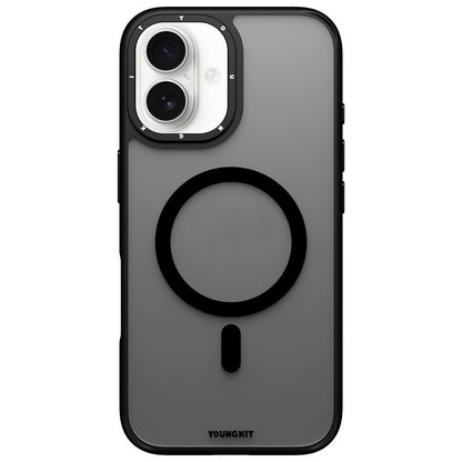 Apple iPhone 16 Kılıf M-safe Şarj Özellikli Cam Arka Yüzey TPU Youngkit Gemstone Serisi Kapak - Görsel 4