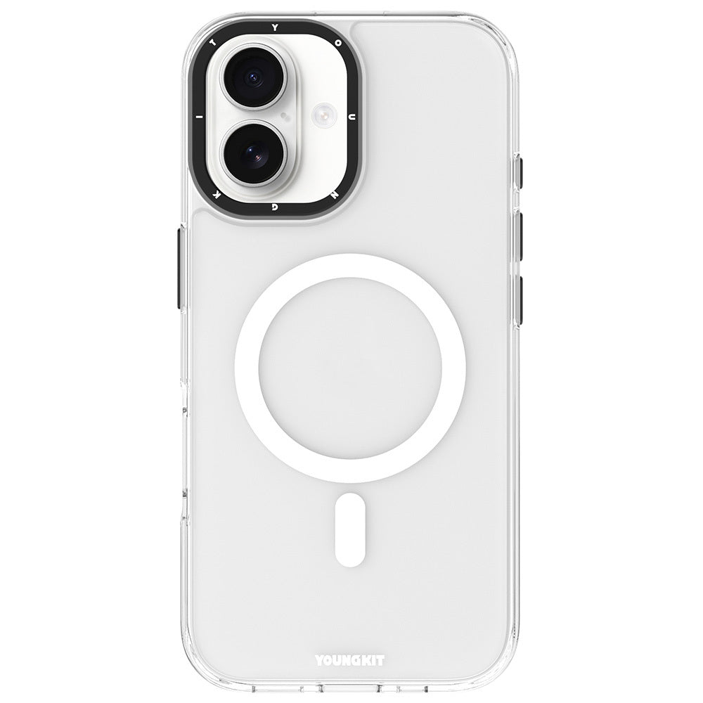 Apple iPhone 16 Kılıf M-safe Şarj Özellikli Cam Arka Yüzey TPU Youngkit Gemstone Serisi Kapak - Görsel 3