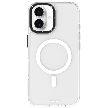 Apple iPhone 16 Kılıf M-safe Şarj Özellikli Cam Arka Yüzey TPU Youngkit Gemstone Serisi Kapak - Görsel 3