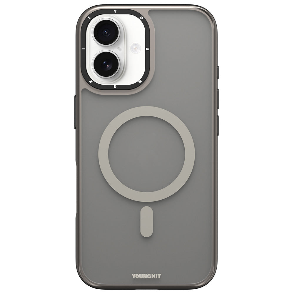 Apple iPhone 16 Kılıf M-safe Şarj Özellikli Cam Arka Yüzey TPU Youngkit Gemstone Serisi Kapak - Görsel 2