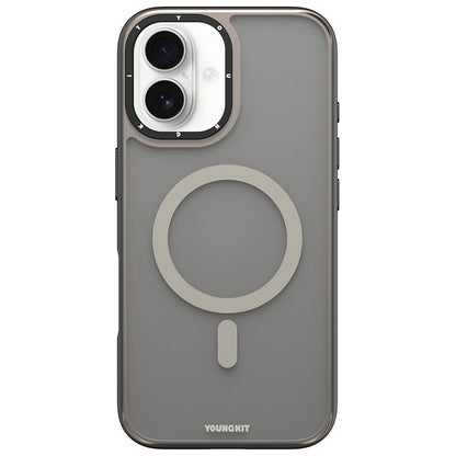 Apple iPhone 16 Kılıf M-safe Şarj Özellikli Cam Arka Yüzey TPU Youngkit Gemstone Serisi Kapak - Görsel 2