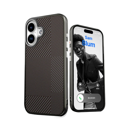 Apple iPhone 16 Kılıf M-safe Şarj Özellikli Karbon Fiber Desenli Mutural Montage Kapak - Görsel 2