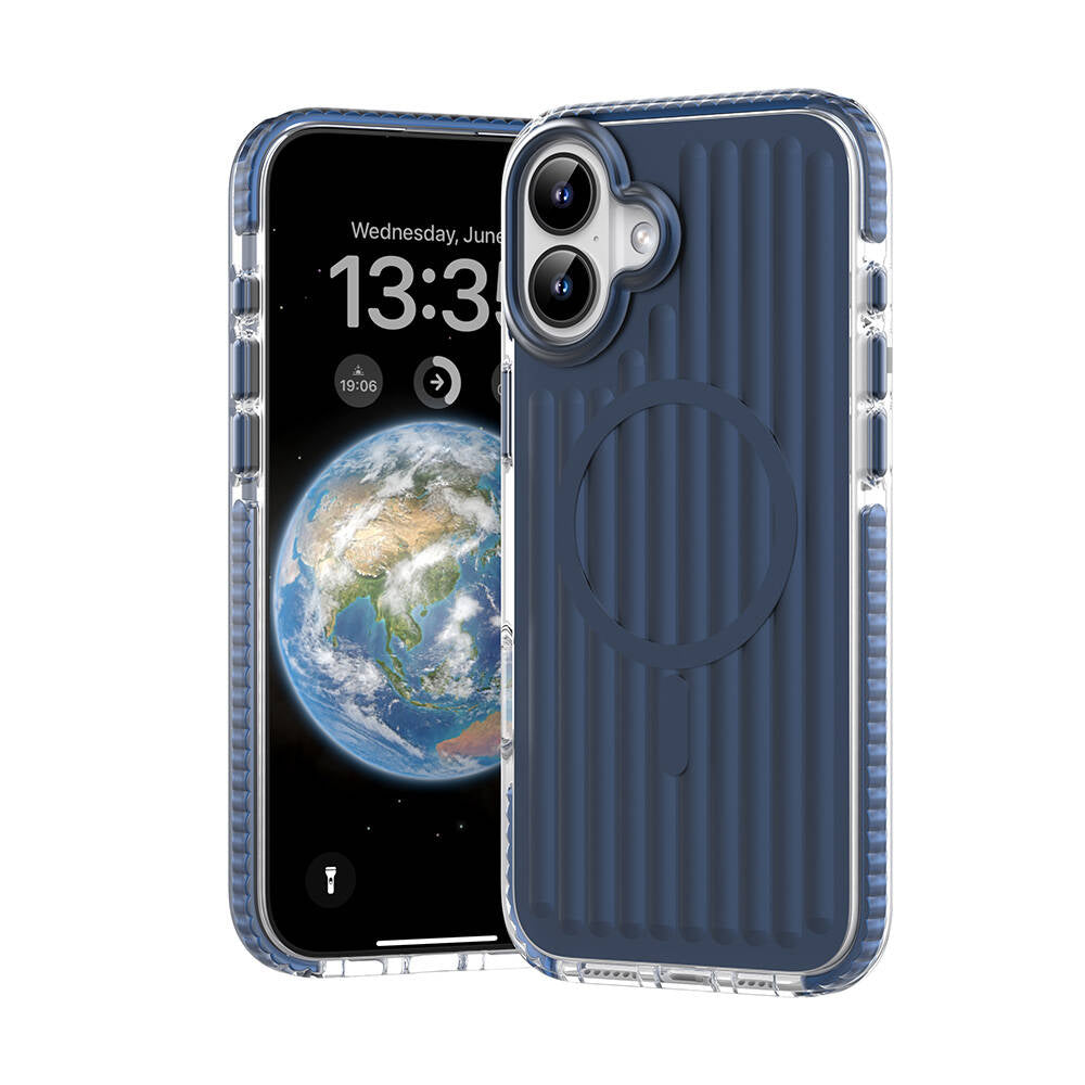 Apple iPhone 16 Kılıf M-safe Şarj Özellikli Oyuklu Tasarım Mutural Bumpy Clear Kapak - Görsel 4