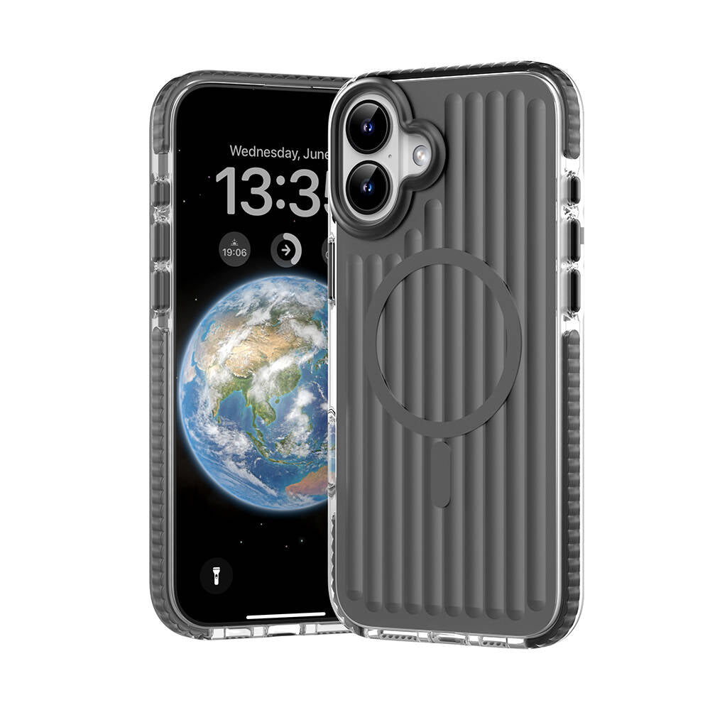 Apple iPhone 16 Kılıf M-safe Şarj Özellikli Oyuklu Tasarım Mutural Bumpy Clear Kapak - Görsel 2